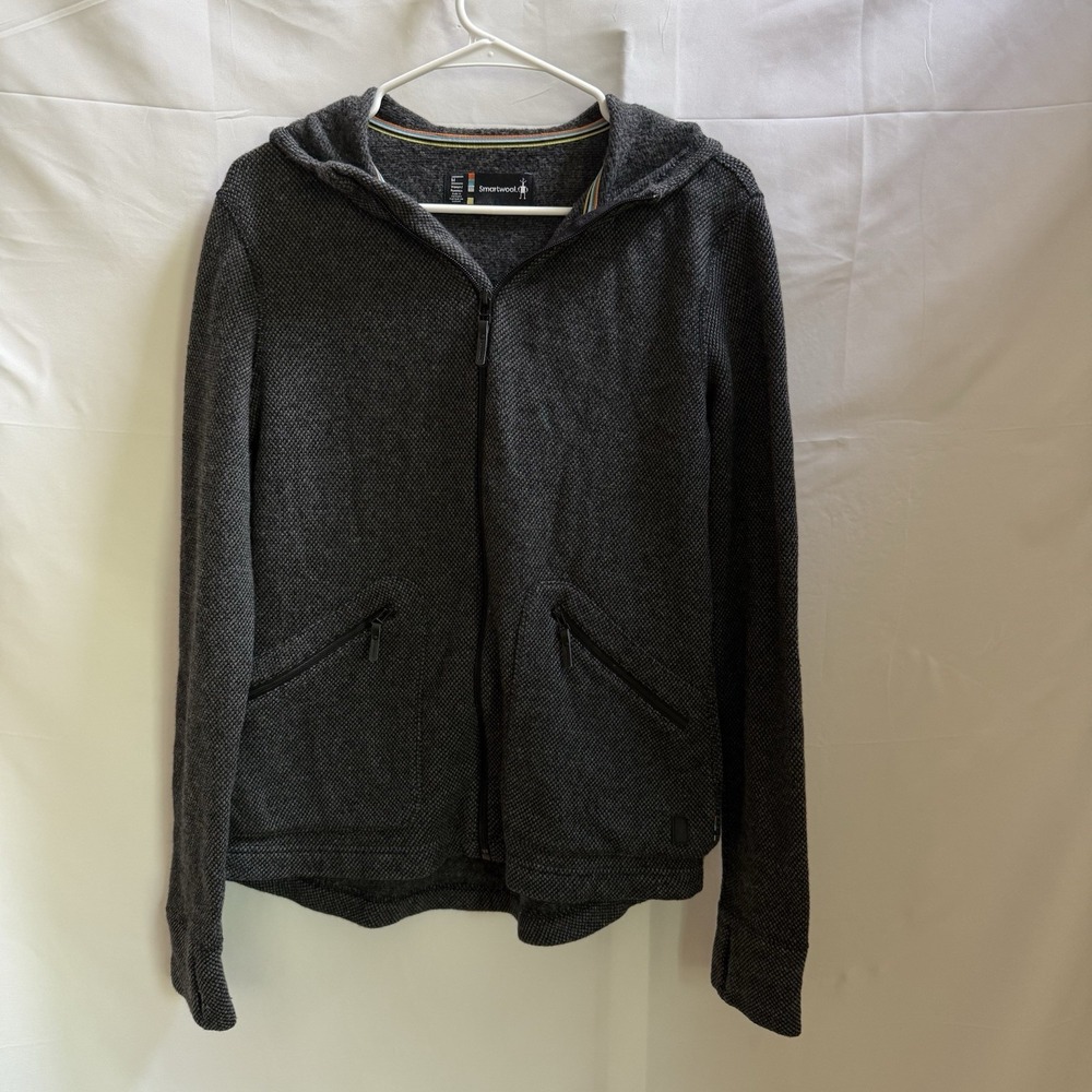 Smartwool Heritage Trail Sweater Hoodie Jacket Charcoal Gray Women's Sz M Zip